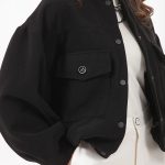 BOMBER JACKET WITH LARGE POCKETS AND LOGO BUTTONS BLACK