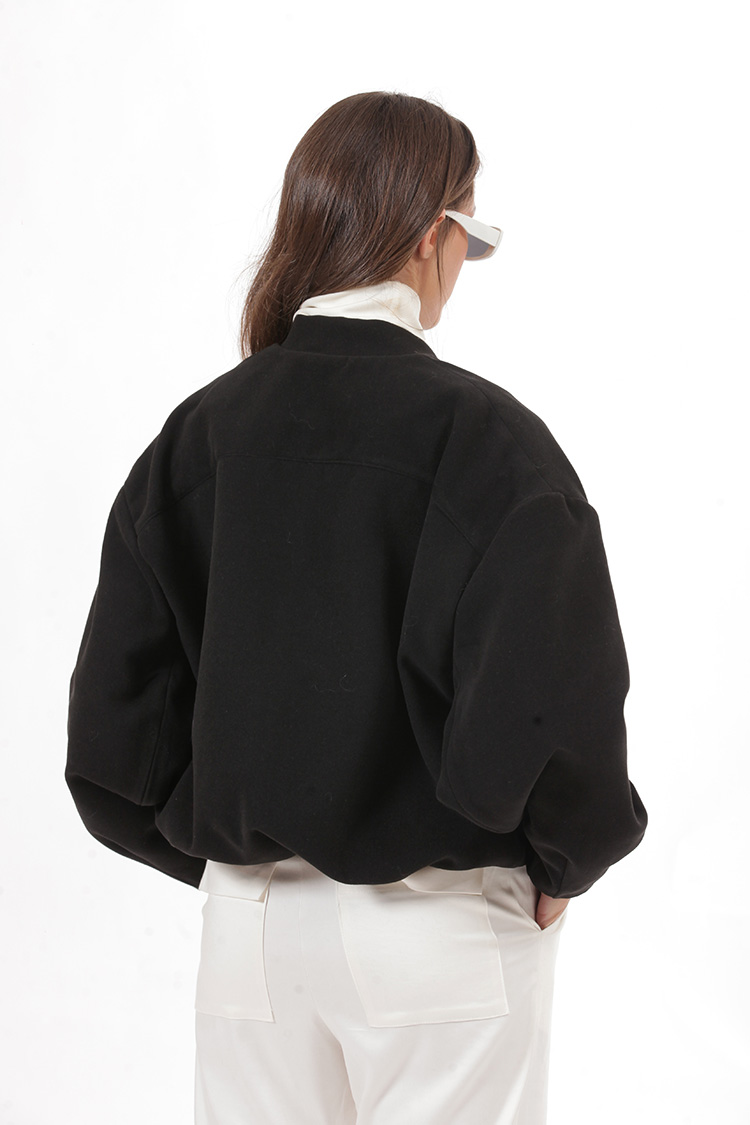 BOMBER JACKET WITH LARGE POCKETS AND LOGO BUTTONS BLACK