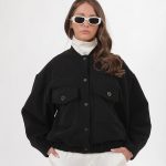 BOMBER JACKET WITH LARGE POCKETS AND LOGO BUTTONS BLACK
