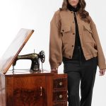 BOMBER JACKET WITH LARGE POCKETS AND LOGO BUTTONS CAMEL