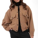 BOMBER JACKET WITH LARGE POCKETS AND LOGO BUTTONS CAMEL