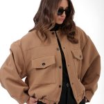 BOMBER JACKET WITH LARGE POCKETS AND LOGO BUTTONS CAMEL