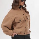BOMBER JACKET WITH LARGE POCKETS AND LOGO BUTTONS CAMEL