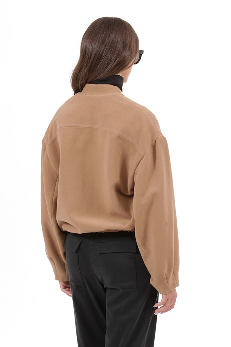 BOMBER JACKET WITH LARGE POCKETS AND LOGO BUTTONS CAMEL
