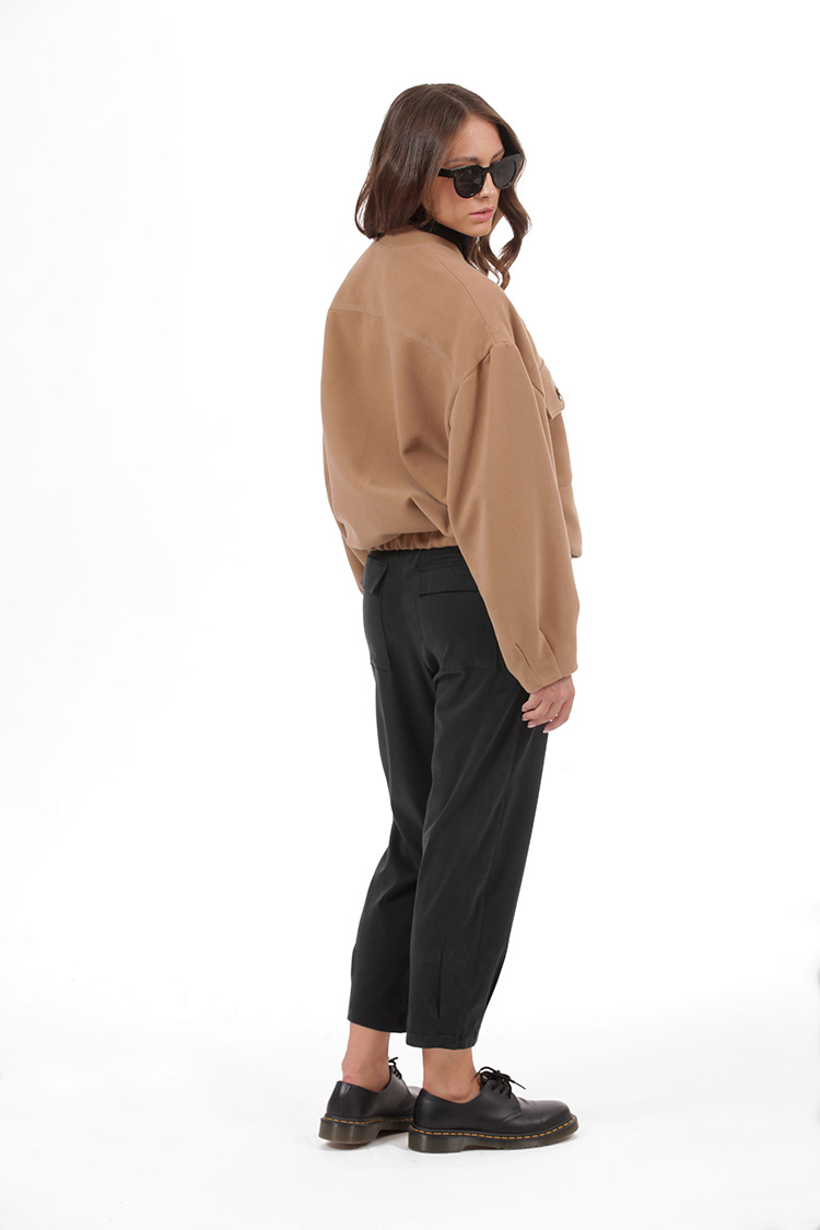 BOMBER JACKET WITH LARGE POCKETS AND LOGO BUTTONS CAMEL