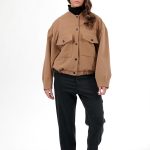 BOMBER JACKET WITH LARGE POCKETS AND LOGO BUTTONS CAMEL