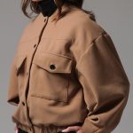 BOMBER JACKET WITH LARGE POCKETS AND LOGO BUTTONS CAMEL