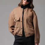 BOMBER JACKET WITH LARGE POCKETS AND LOGO BUTTONS CAMEL