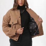 BOMBER JACKET WITH LARGE POCKETS AND LOGO BUTTONS CAMEL