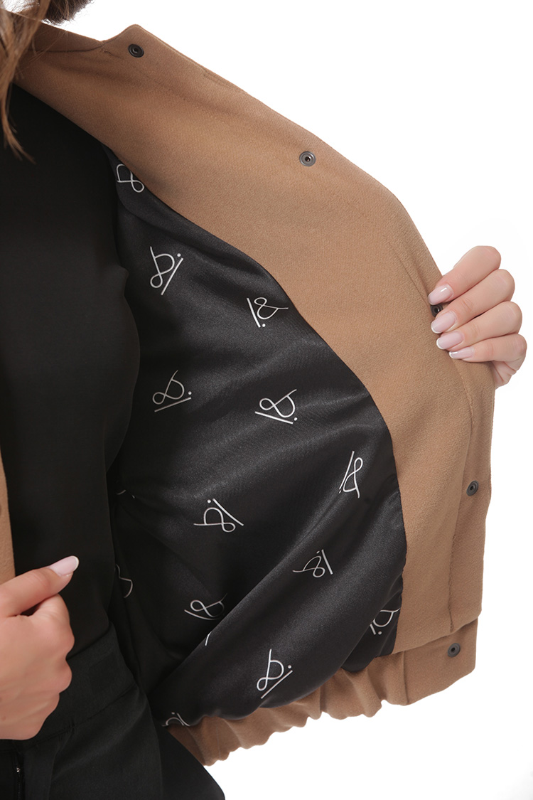 BOMBER JACKET WITH LARGE POCKETS AND LOGO BUTTONS CAMEL