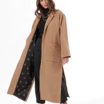 LONG BELTED COAT WITH SIDE SLITS CAMEL