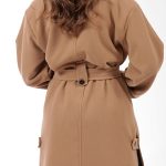 LONG BELTED COAT WITH SIDE SLITS CAMEL