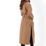 LONG BELTED COAT WITH SIDE SLITS CAMEL