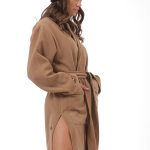 LONG BELTED COAT WITH SIDE SLITS CAMEL