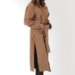 LONG BELTED COAT WITH SIDE SLITS CAMEL