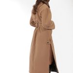 LONG BELTED COAT WITH SIDE SLITS CAMEL
