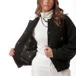 BOMBER JACKET WITH LARGE POCKETS AND LOGO BUTTONS BLACK