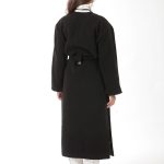LONG BELTED COAT WITH SIDE SLITS BLACK