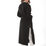 LONG BELTED COAT WITH SIDE SLITS BLACK