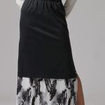 PRINTED SKIRT WITH DOUBLE-LAYERED FABRIC