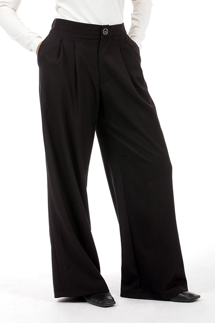 WIDE-LEG TROUSERS WITH ELASTICATED WAIST AND LOGO BUTTONCAMEL