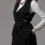 WRAP FRONT WAISTCOAT WITH LOGO PIN BLACK