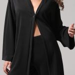 LONGLINE CARDIGAN WITH LOGO BUTTON