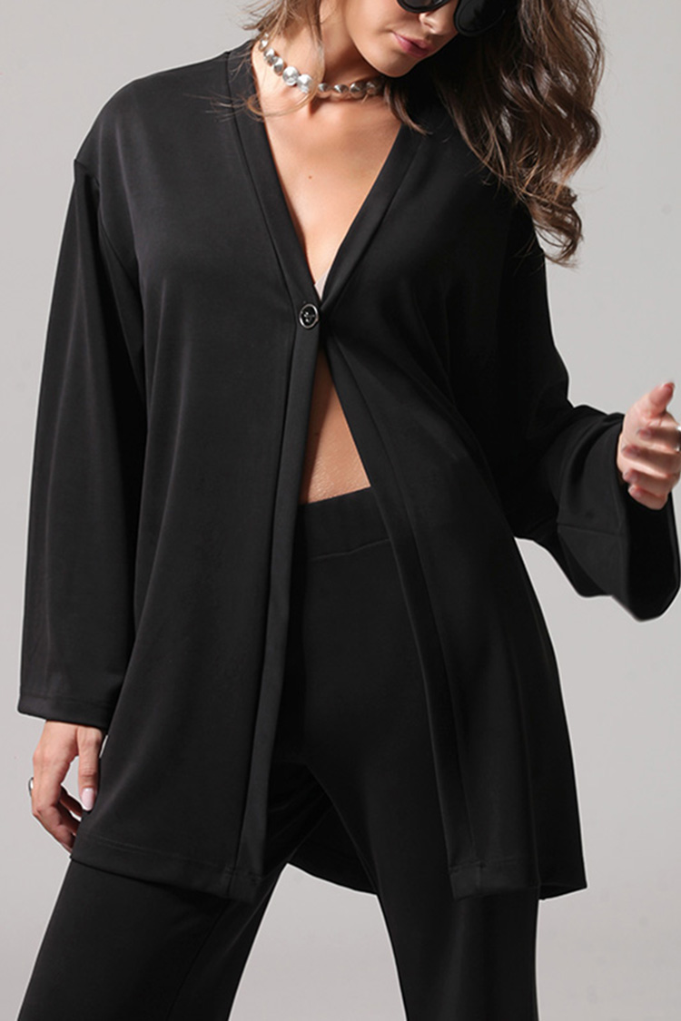 LONGLINE CARDIGAN WITH LOGO BUTTON