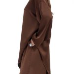 ASYMMETRICAL SATIN OVERSIZED TOP- CHOCOLATE