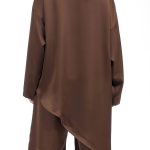 ASYMMETRICAL SATIN OVERSIZED TOP- CHOCOLATE
