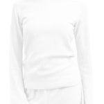 RIBBED LONG SLEEVE TOP-WHITE