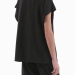 BLAZER WITH OVERSIZED SHOULDERS AND LOGO BUTTON DETAIL — BLACK