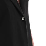 BLAZER WITH OVERSIZED SHOULDERS AND LOGO BUTTON DETAIL — BLACK
