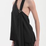 BACKLESS TOP WITH LOGO PIN DETAIL — BLACK