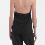 BACKLESS TOP WITH LOGO PIN DETAIL — BLACK