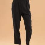 CROPPED TROUSERS WITH ELASTICATED WAIST — BLACK
