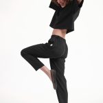CROPPED TROUSERS WITH ELASTICATED WAIST — BLACK