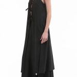 LONGLINE TOP WITH FRONT TIES — BLACK