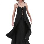 LONGLINE TOP WITH FRONT TIES — BLACK