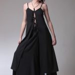 LONGLINE TOP WITH FRONT TIES — BLACK