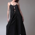 LONGLINE TOP WITH FRONT TIES — BLACK