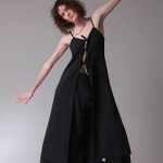 LONGLINE TOP WITH FRONT TIES — BLACK