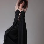 LONGLINE TOP WITH FRONT TIES — BLACK