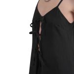 LONGLINE TOP WITH FRONT TIES — BLACK