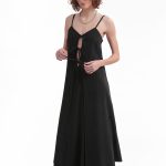 LONGLINE TOP WITH FRONT TIES — BLACK