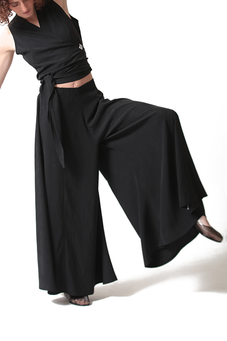 EXTRA WIDE TROUSERS — BLACK