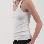SLEEVELESS RIBBED FITTED TOP — WHITE