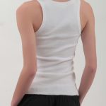 SLEEVELESS RIBBED FITTED TOP — WHITE