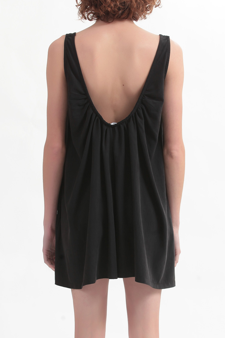 WIDE LEG SHORTS JUMPSUIT — BLACK