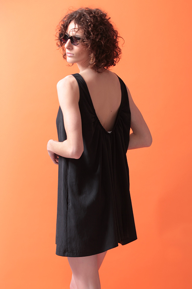 WIDE LEG SHORTS JUMPSUIT — BLACK